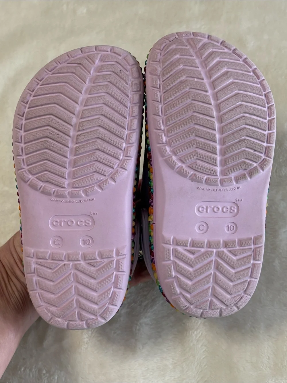 Crocs Girls Pink Crocbands Gem Band Clogs Size C10